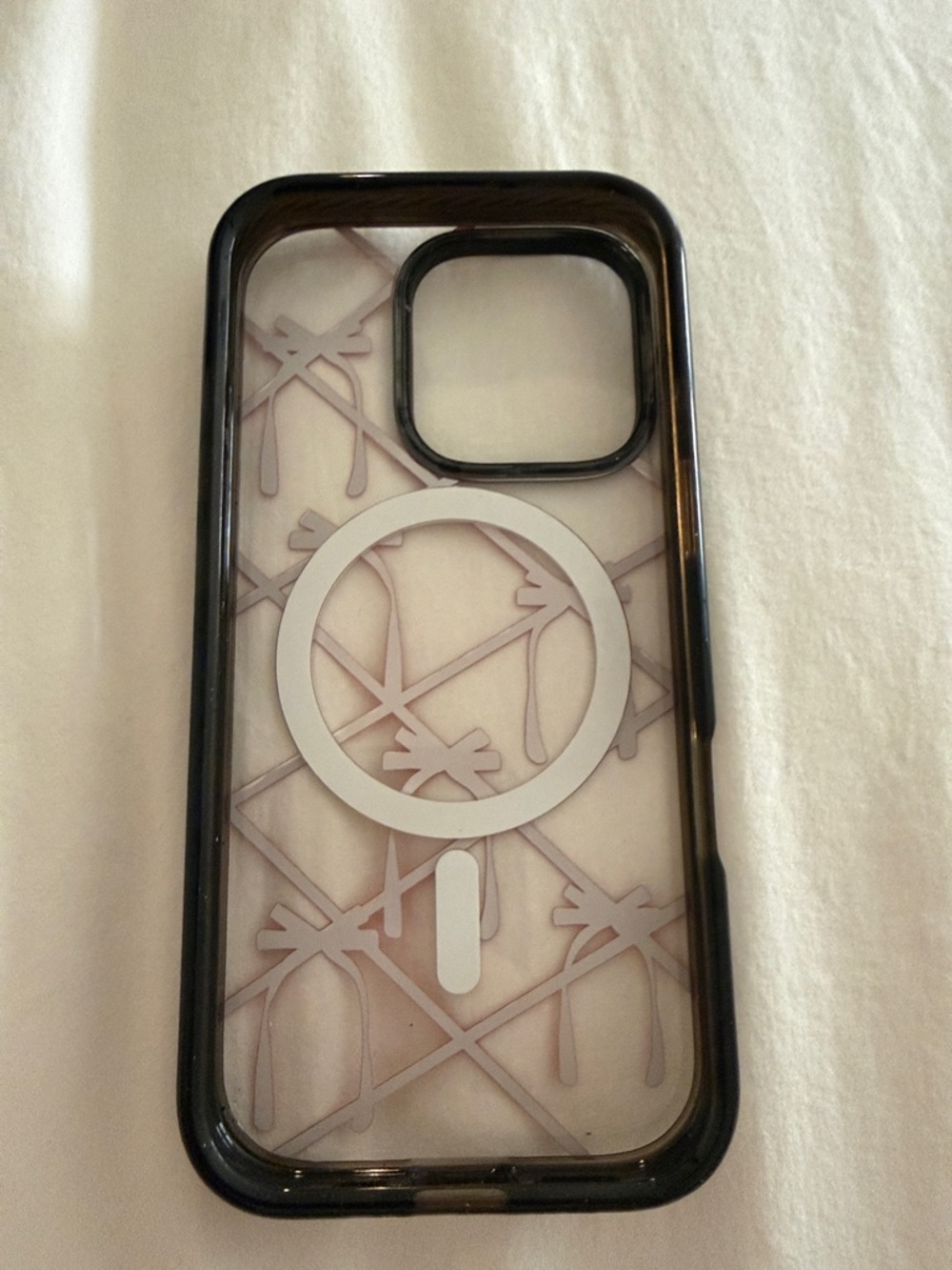 Casetify Black Clear Case with Red Bow Grid Design- iPhone 16 pro - Picture 3 of 6